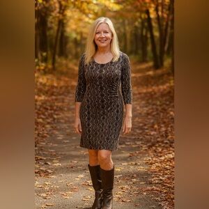 Calvin Klein Black and Brown Snake Print Dress